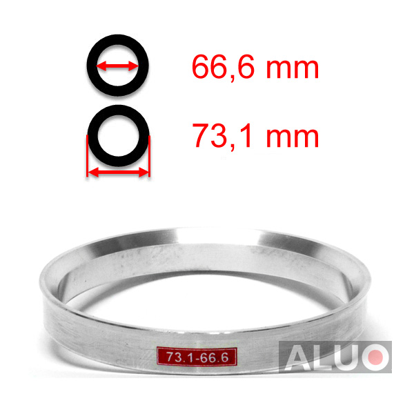 Aluminiums sentreringsringer for alu felger 73,1 - 66,6 mm ( 73.1 - 66.6 )