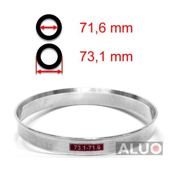 Aluminiums sentreringsringer for alu felger 73,1 - 71,6 mm ( 73.1 - 71.6 )