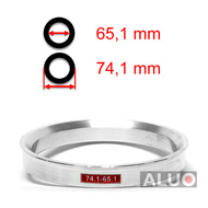 Aluminiums sentreringsringer for alu felger 74,1 - 65,1 mm ( 74.1 - 65.1 )