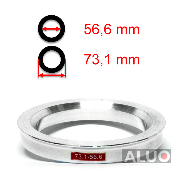 Aluminiums sentreringsringer for alu felger 73,1 - 56,6 mm ( 73.1 - 56.6 )