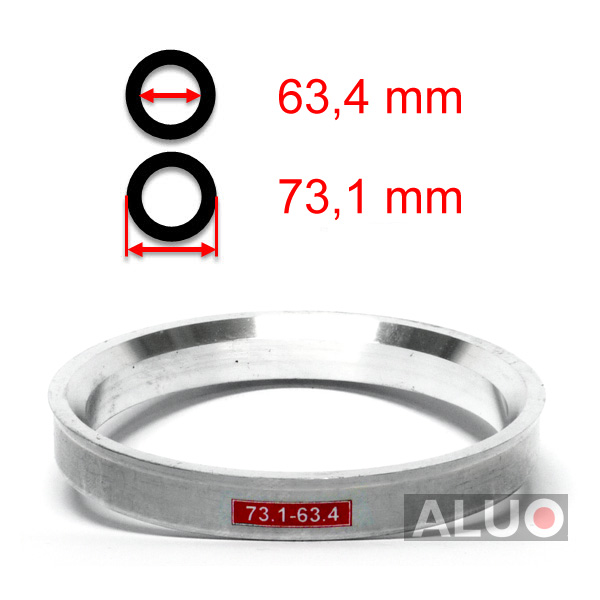 Aluminiums sentreringsringer for alu felger 73,1 - 63,4 mm ( 73.1 - 63.4 )