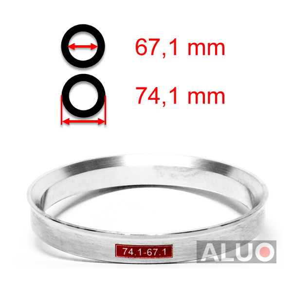 Aluminiums sentreringsringer for alu felger 74,1 - 67,1 mm ( 74.1 - 67.1 )