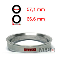 Aluminium Sentreringsringer for alu felger 66,6 - 57,1 mm ( 66.6 - 57.1 ) - gratis frakt